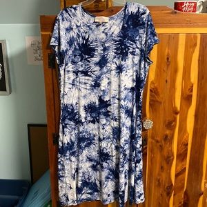 Blue & White Tye-Dye Philosophy Dress
